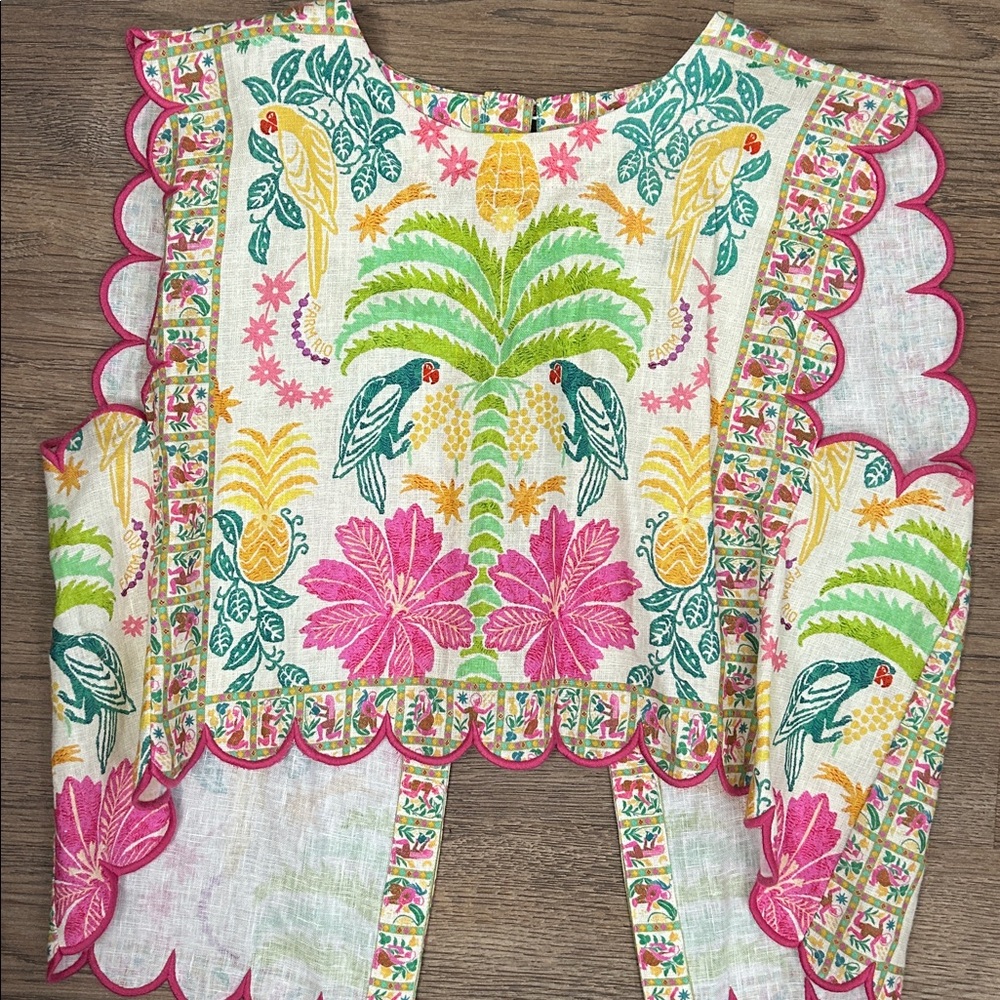 FARM Rio Multicolor Tropical Embroidered Blouse